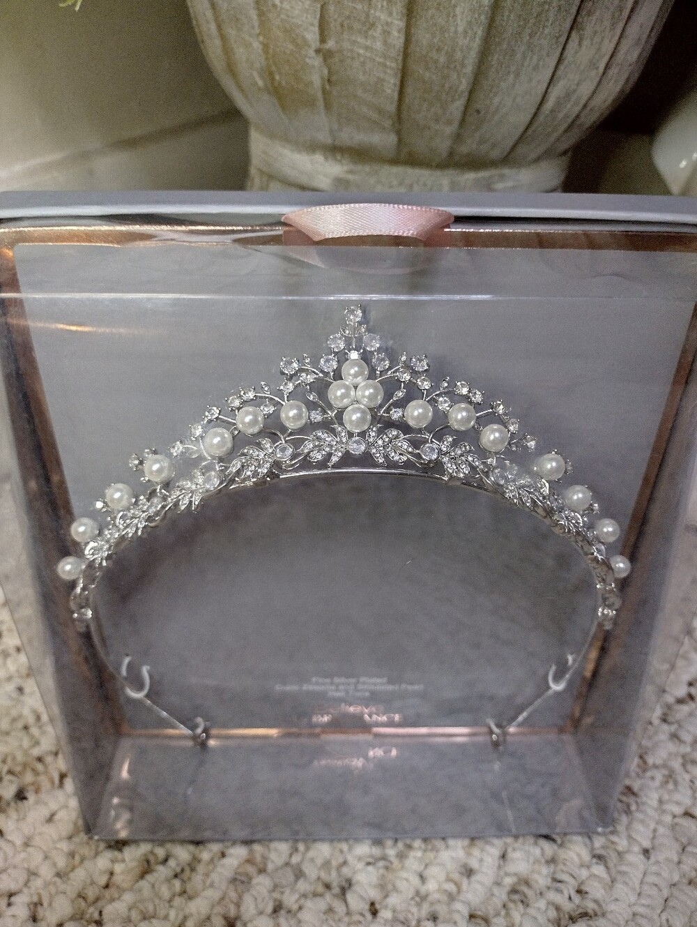 Believe By Brilliance Pearl & Cubic Zirconia Silver Plated Bridal Tiara - Picture 6 of 9